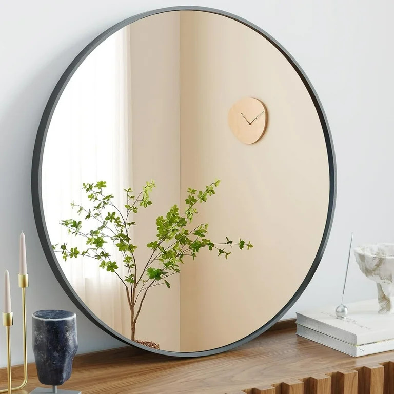 Aidoly 20 Inch Round Mirror, Metal Frame Bathroom Circle Wall Mirror for Entryway, Living Room, B... | Walmart (US)