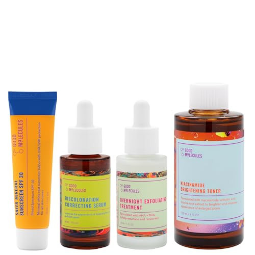 Good Molecules Hyperpigmentation Bundle - Facial Skincare Set with Niacinamide Brightening Toner, Discoloration Correcting Serum, Overnight Exfoliating Treatment, Sheer Mineral Sunscreen SPF 30 | Amazon (US)