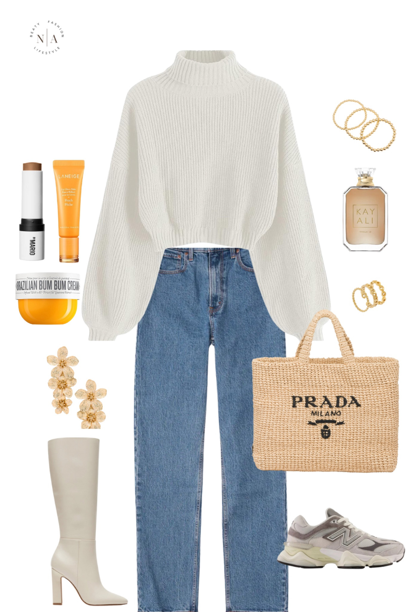 Essentials for your perfect everyday outfit🌸

Prada, bum bum cream, linage lip balm, makeupbymario, sweater, jeans, white boots, sneakers, new balance sneakers, perfume, jewelry 

#LTKitbag #LTKstyletip