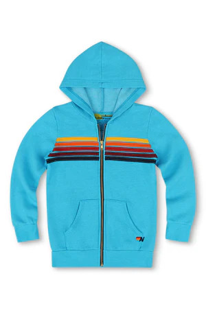 KID'S 5 STRIPE HOODIE - NEON BLUE | Aviator Nation