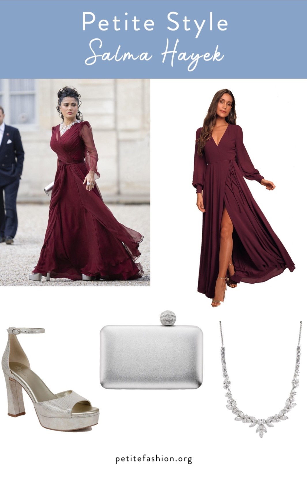 Get Salma Hayek's petite formalwear look here by choosing a cinched waist silhouette.  

#LTKMidsize #LTKOver40 #LTKPetite