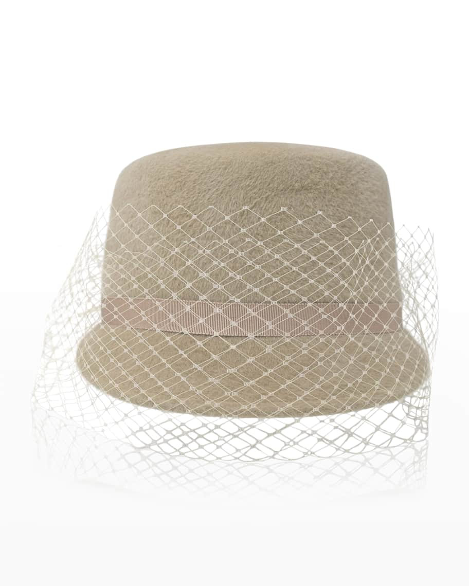 Gigi Burris Estella Wool Newsboy Cap w/ Veil | Neiman Marcus