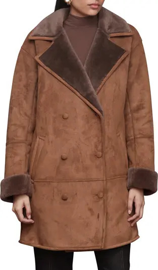 Double Breasted Faux Shearling Coat | Nordstrom