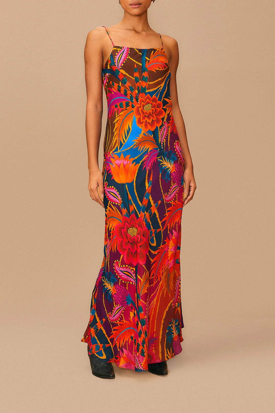 Vintage Wave Multicolor Lenzing™ Ecovero™ Viscose Maxi Dress | FarmRio (US)