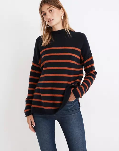 Striped Whitworth Mockneck Sweater in Coziest Yarn | Madewell