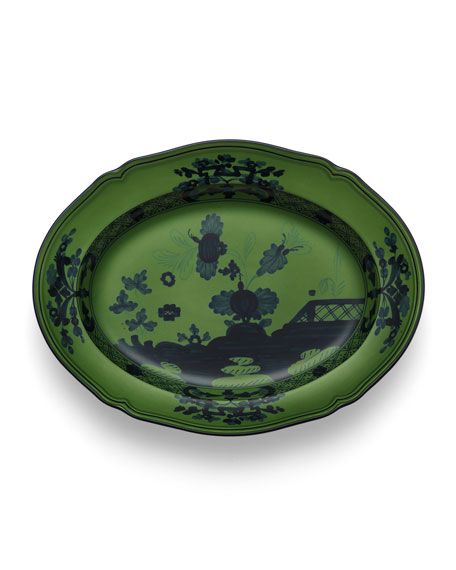 GINORI 1735 Oriente Italiano Oval Platter, Malachite | Neiman Marcus