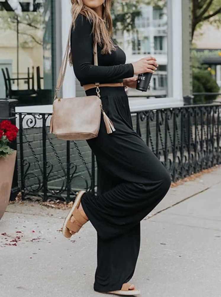 Ezbelle womenss Fall Fashion Lounge Sets Pajama Two Piece Cropped Pullover Jammies Outfits Casual... | Amazon (US)