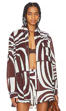 SNDYS Heather Cotton Shirt in Brown Print from Revolve.com | Revolve Clothing (Global)