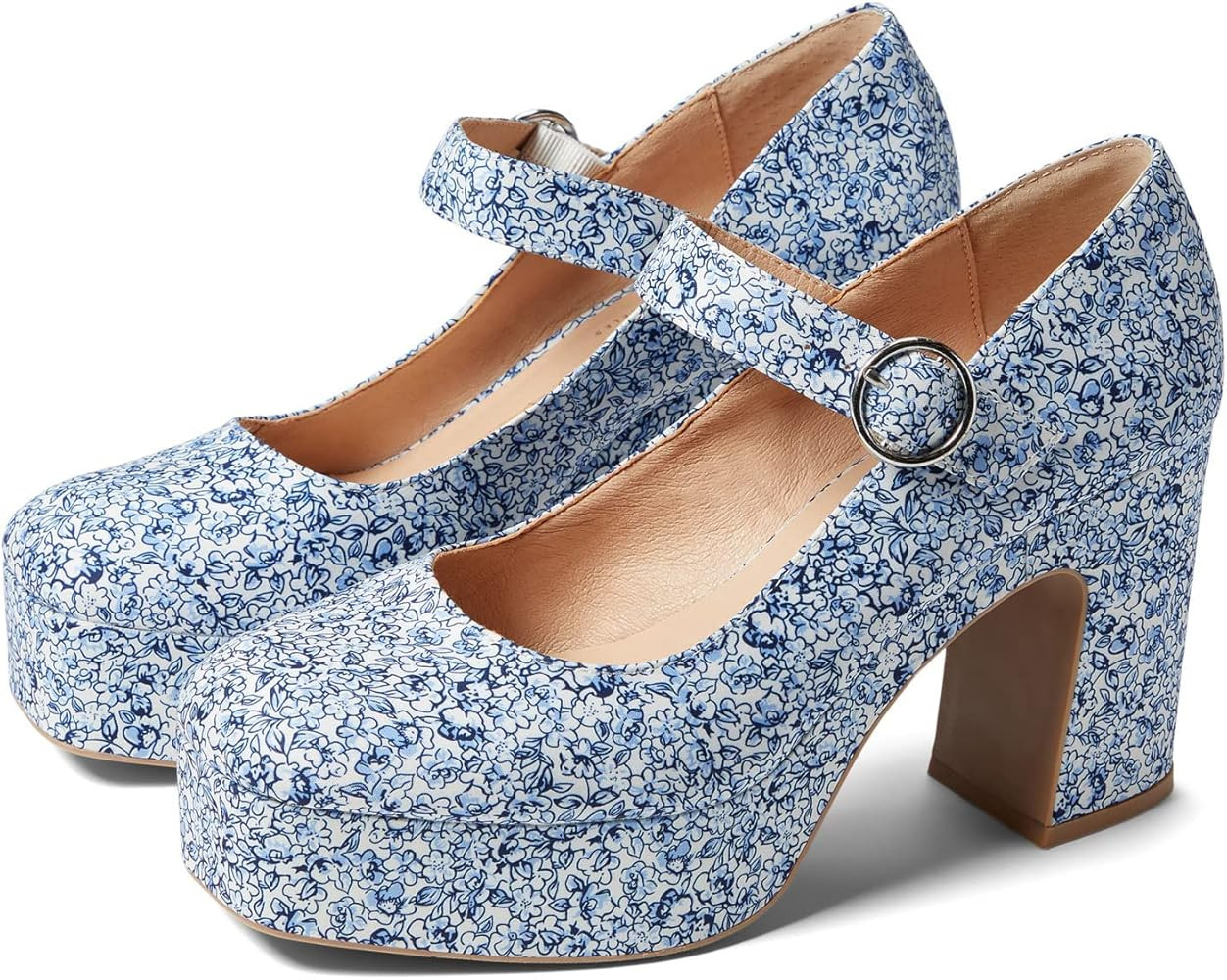 Chinese Laundry Pollyanne Blue Flower Print 7 M | Amazon (US)