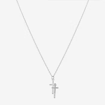 Silver Treasures Cubic Zirconia Sterling Silver 16 Inch Cable Cross Pendant Necklace | JCPenney