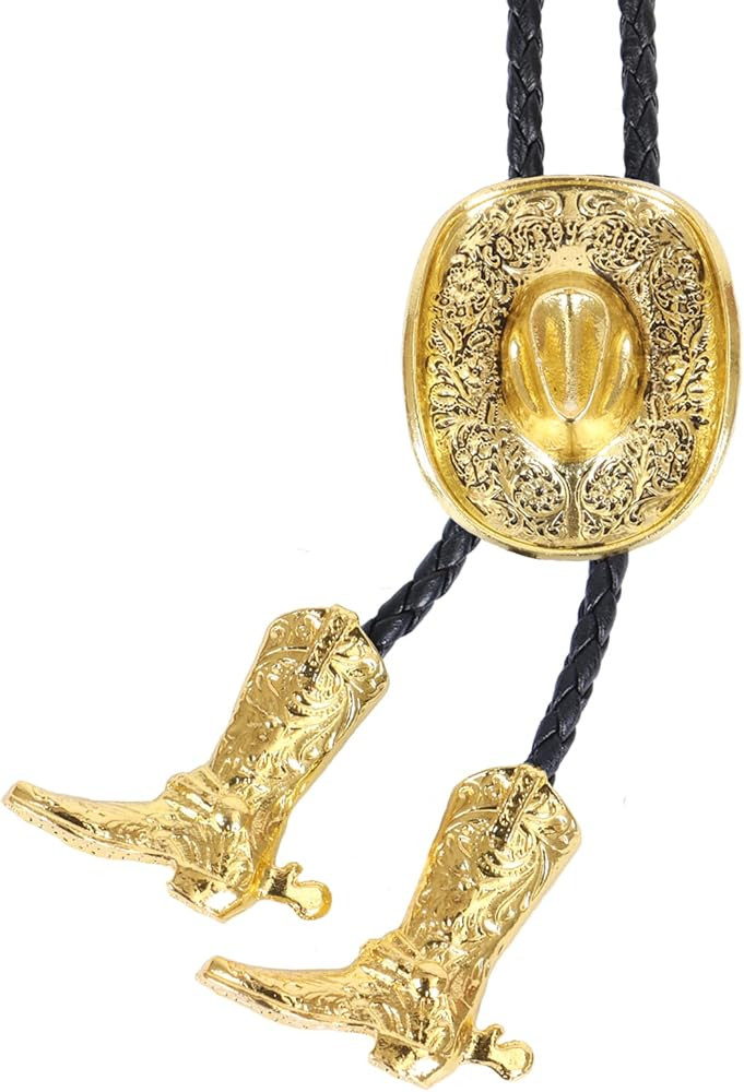 Bolo Ties for Men Western - 3D Cowboy Hat Design With Vintage Boots, Western Bolotie Bola Tie | Amazon (US)