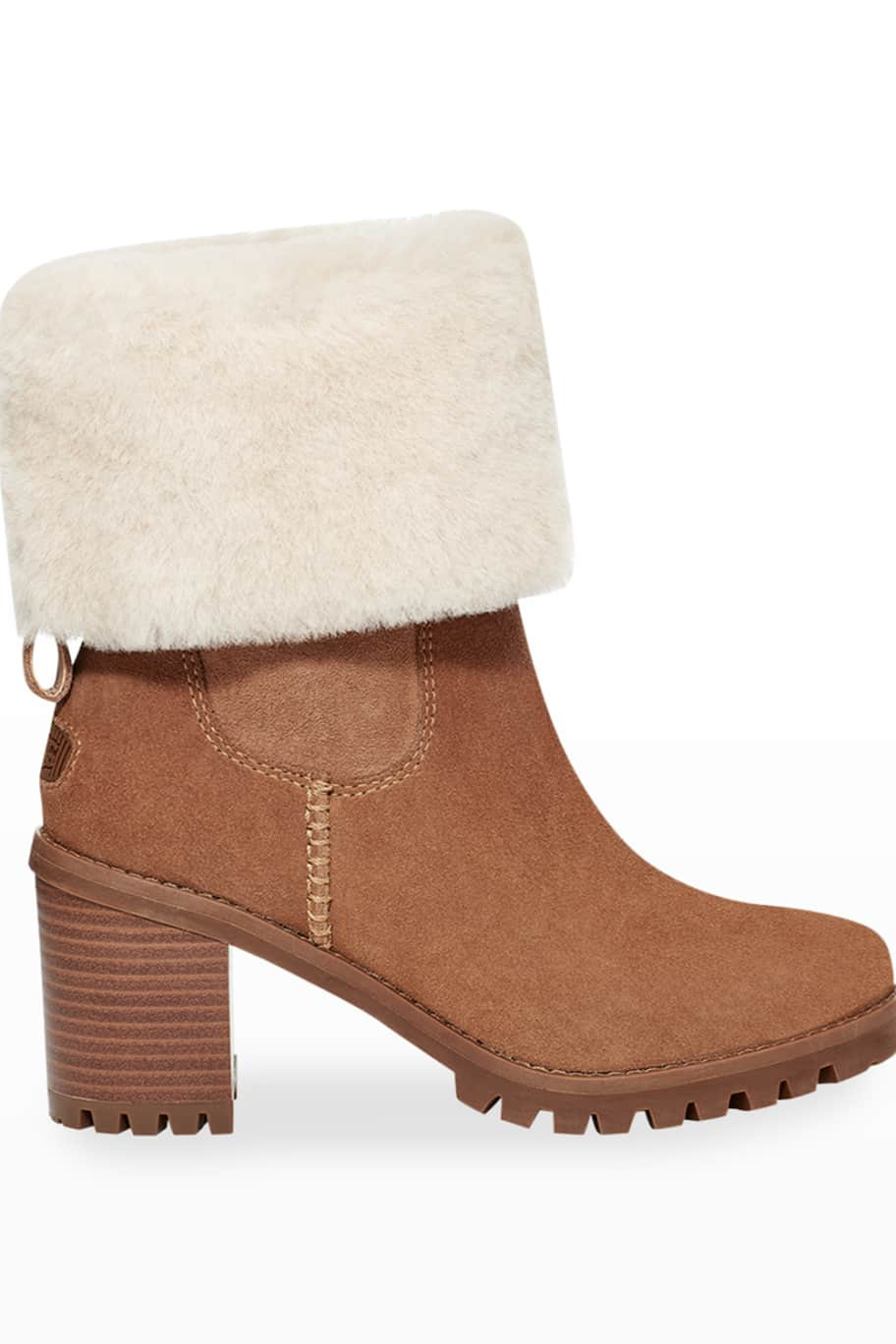 UGG Lupine Suede Heeled Snow Booties | Neiman Marcus