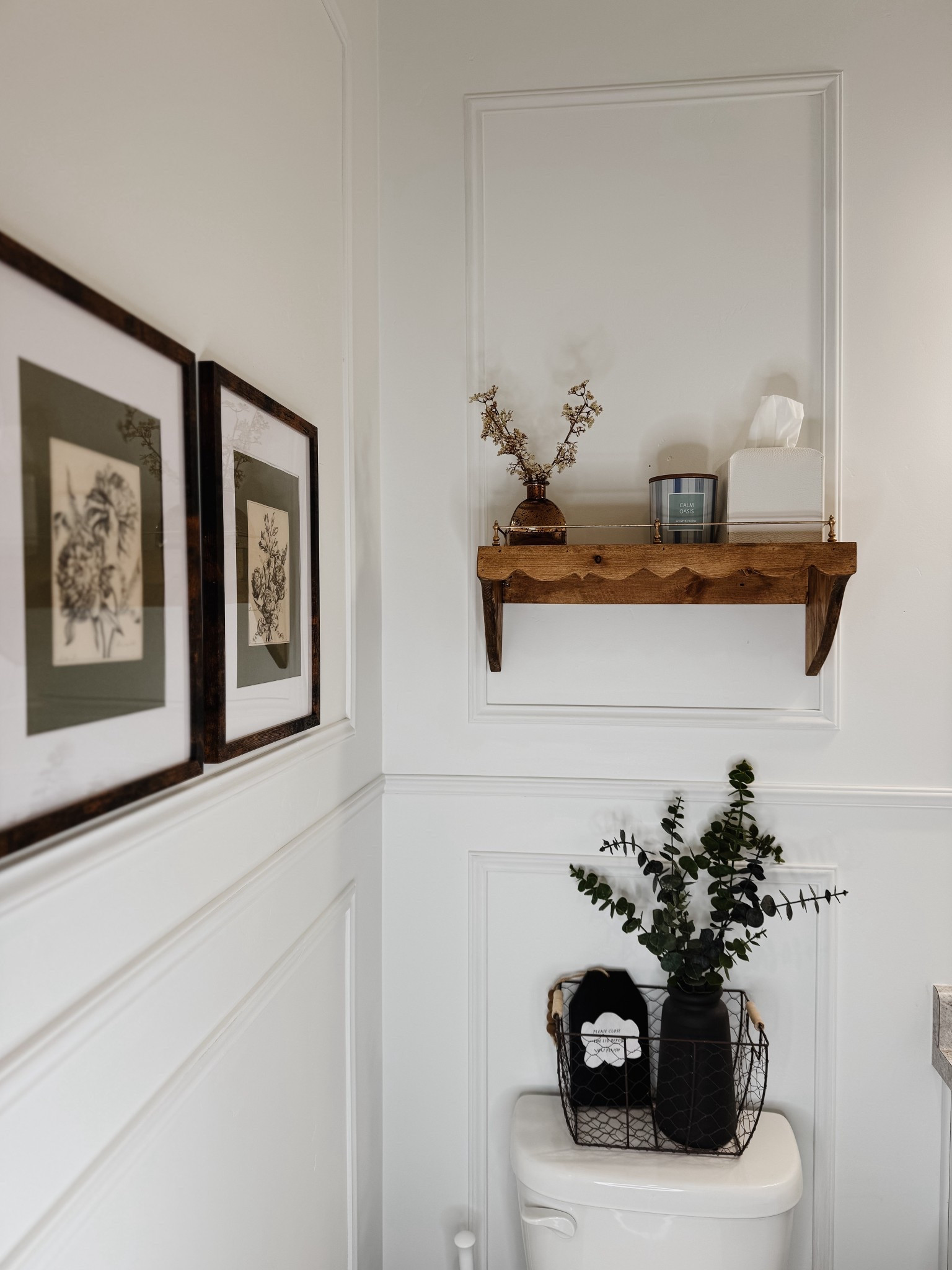 First-floor bathroom makeover complete! We kept it budget-friendly by DIY-ing the shelf, finding affordable wall art, and reusing pieces we already had at home. I’ve linked everything here so you can shop the look and bring a little creativity into your own space!

#LTKFindsUnder100 #LTKHome #LTKSaleAlert