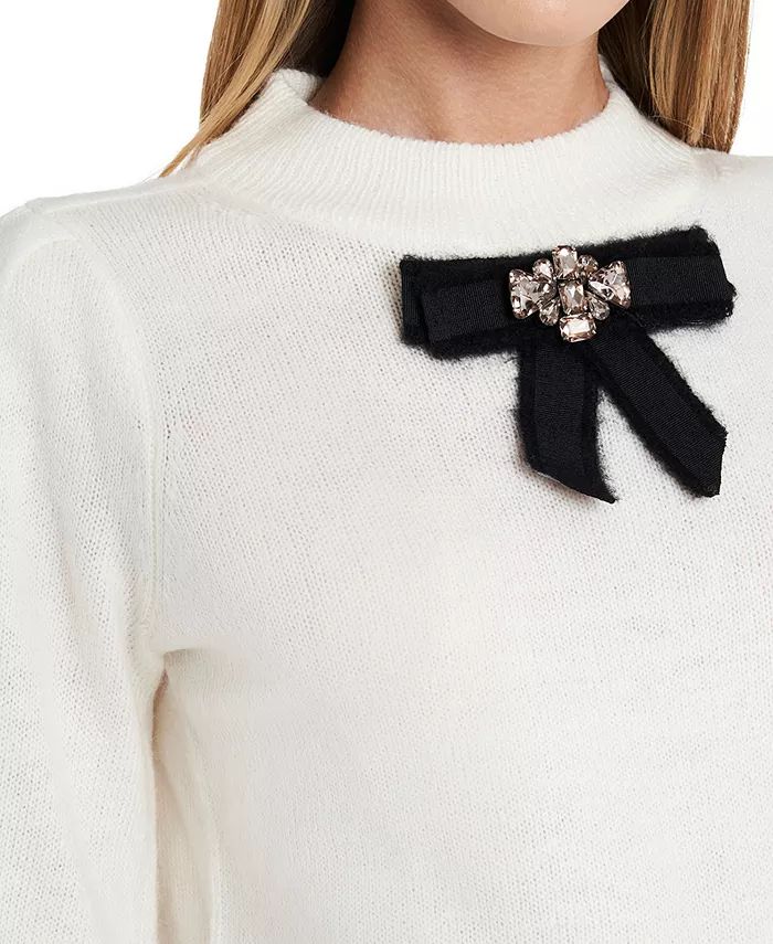 Women's Long Sleeve Bow Detail Crewneck Sweater | Macy's