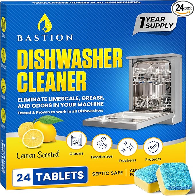 Dishwasher Cleaner Tablets - 24 Tablets (1-Year Supply) Lemon-Scented, Heavy Duty Cleaning Descal... | Amazon (US)