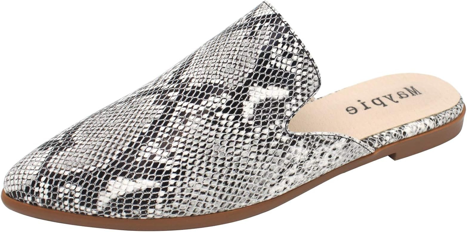 Maypie Womens Flat Mules Closed Pointed Toe Slip On Loafer Slides Backless Shoes | Amazon (US)