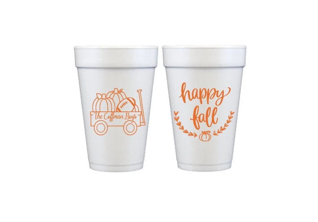 Happy Fall Cups, Happy Fall Foam Cups, Pumpkin Party Cups, Personalized Fall Cups, Pumpkin Theme,... | Etsy (US)