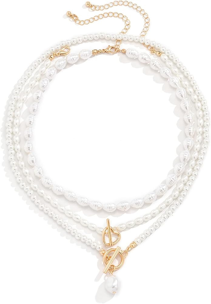 Layered Pearl Necklace Pearl Choker Necklace for Women Trendy Pearl Chain Necklace for Girls Pear... | Amazon (CA)