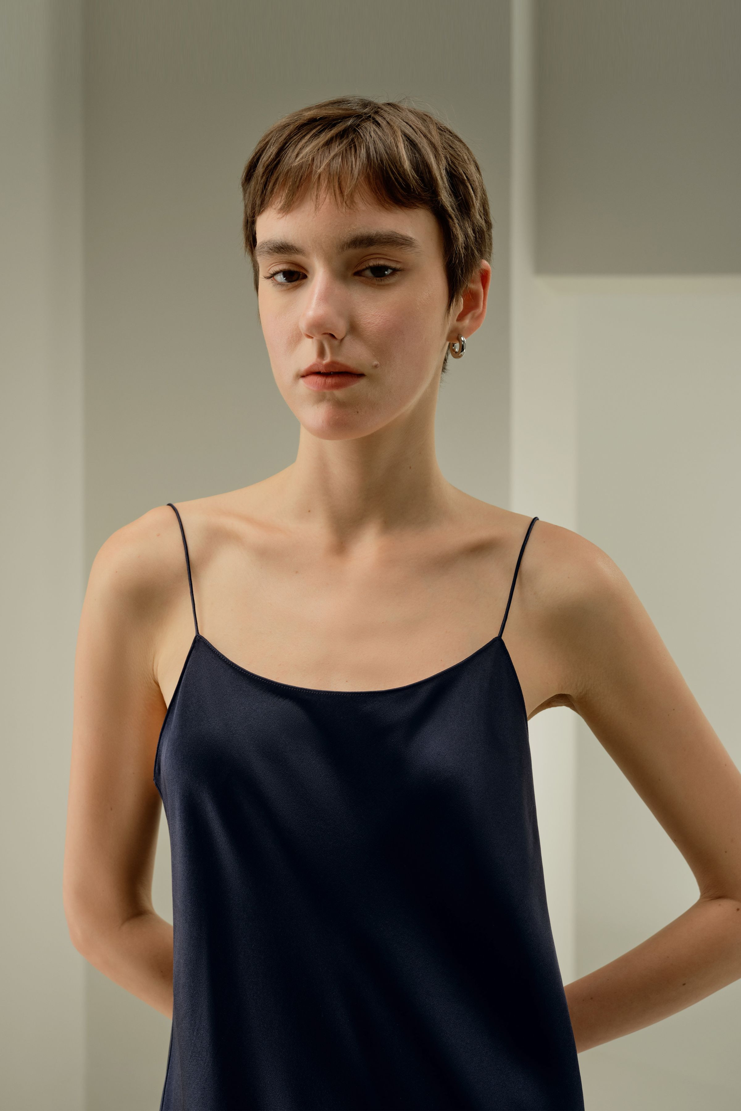 U-Neck Minimalist Slip Dress | LILYSILK