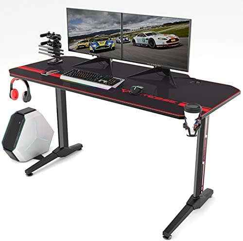 Vitesse Gaming Desk 55 inch, Gaming Computer Desk, PC Gaming Table, T Shaped Racing Style Profess... | Amazon (US)