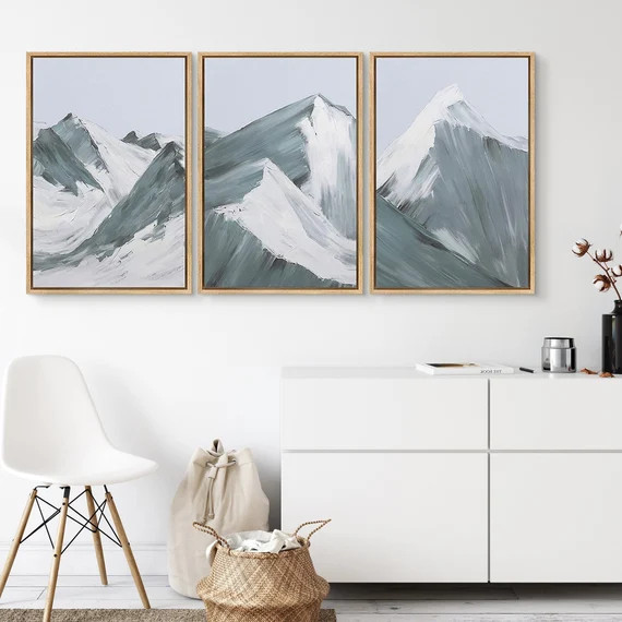 Signwin 3 Piece Framed Canvas Wall Art Snowy Mountains - Etsy | Etsy (US)