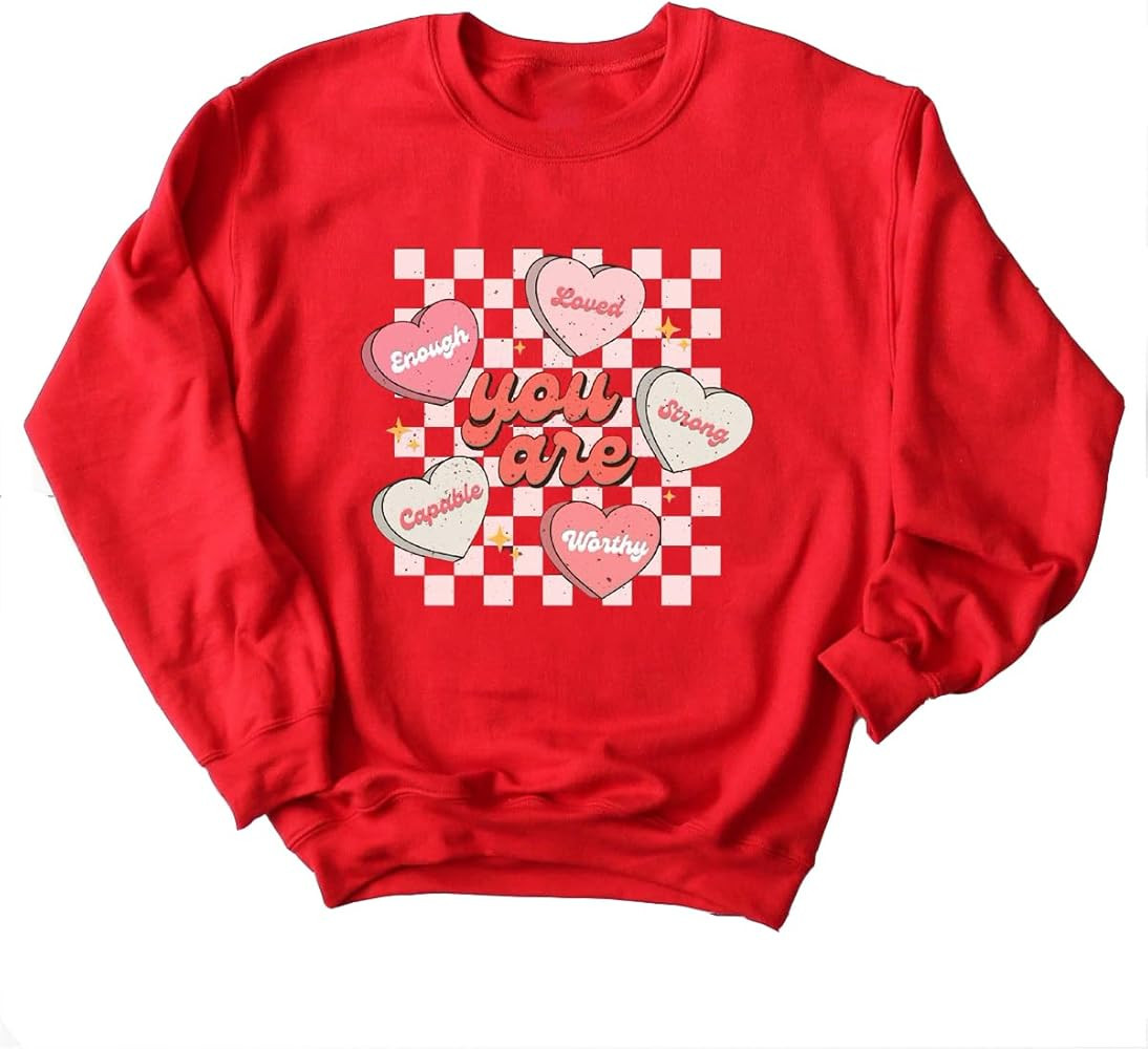 Ykomow Long Sleeve Valentines Shirts Women Plaid Love Heart Valentine's Sweatshirts Blouse Tops | Amazon (US)