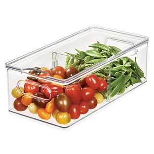 Case of 8 T.H.E. Lg Divided Fridge Bin | The Container Store