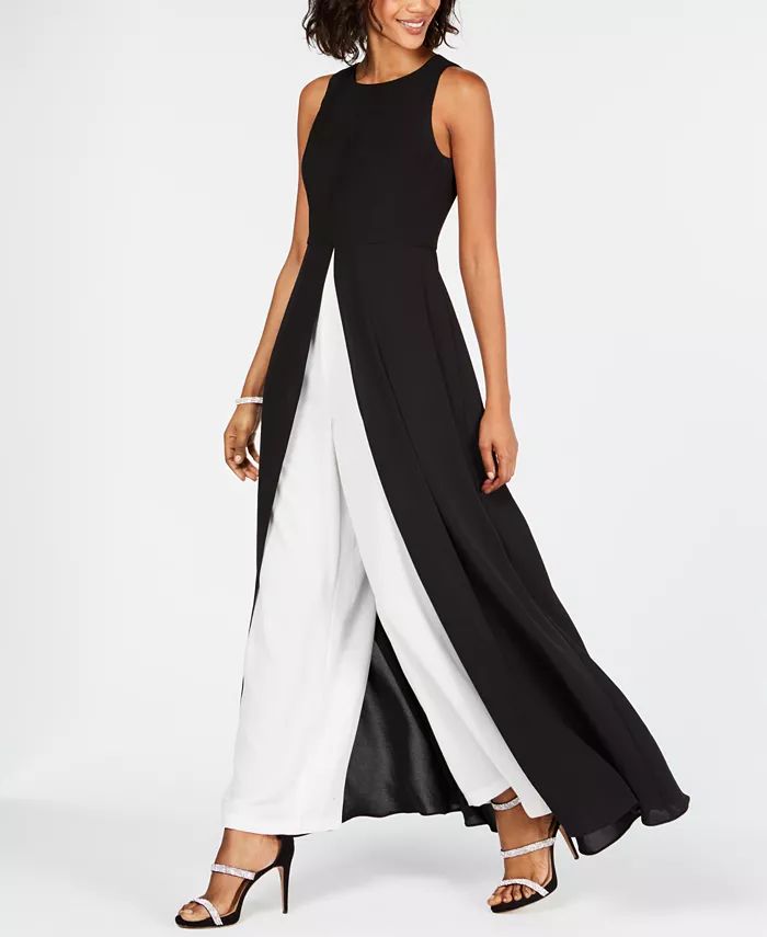 Adrianna Papell Colorblocked Overlay Jumpsuit - Macy's | Macy's