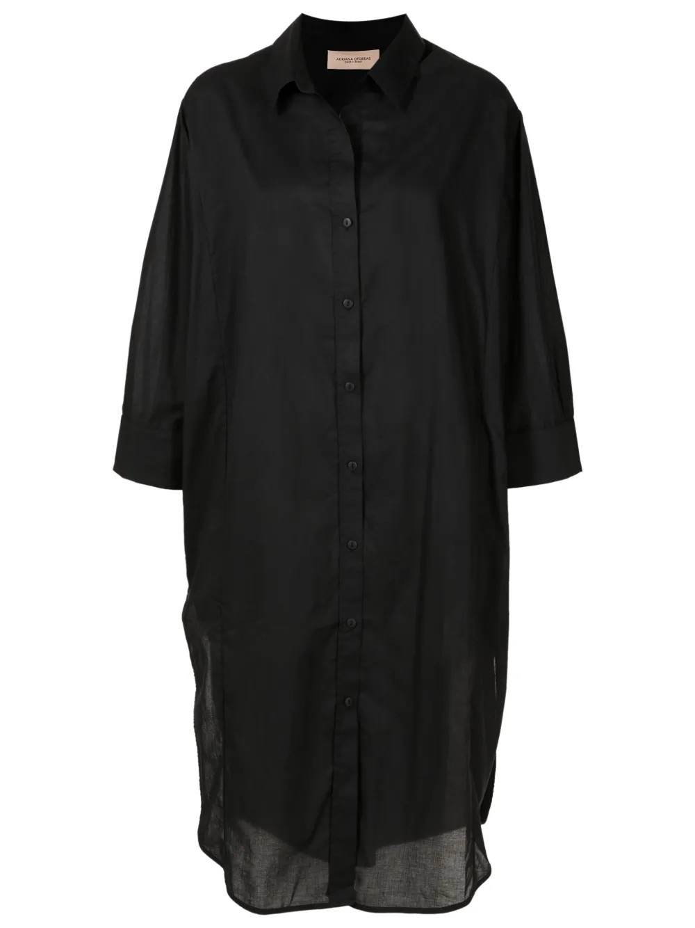 Adriana Degreas long-sleeve Cotton Shirt Dress | Black | FARFETCH | Farfetch Global