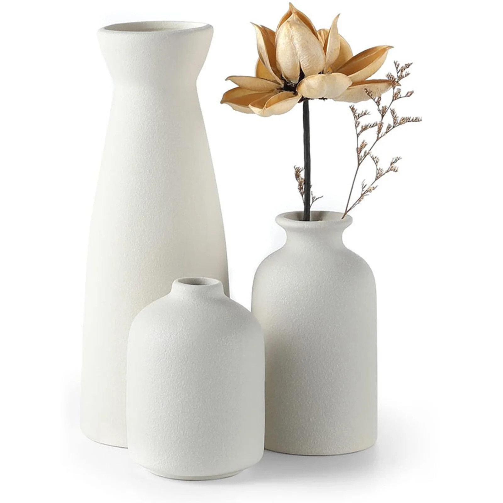 Wallfire Ceramic Vase,Small Vases for Decor,Set 3 Modern Boho Vases for Flower Pampas,Fit for Liv... | Walmart (US)