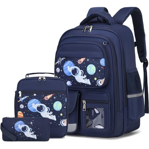 DIGOBAY 3PCS School Backpack for Boys, Kids Backpack for Boys with Lunch Box Pencil Case, Cool Space Astronaut Backpack for Boys, Schoolbag Bookbag for Kindergarten Elementary Middle High School | Amazon (US)