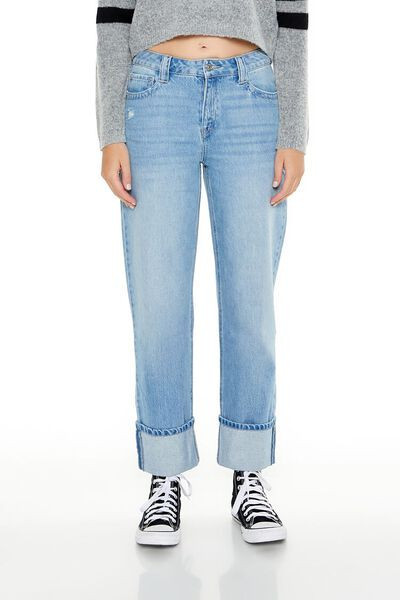 Cuffed Mid-Rise Straight Jeans | Forever 21