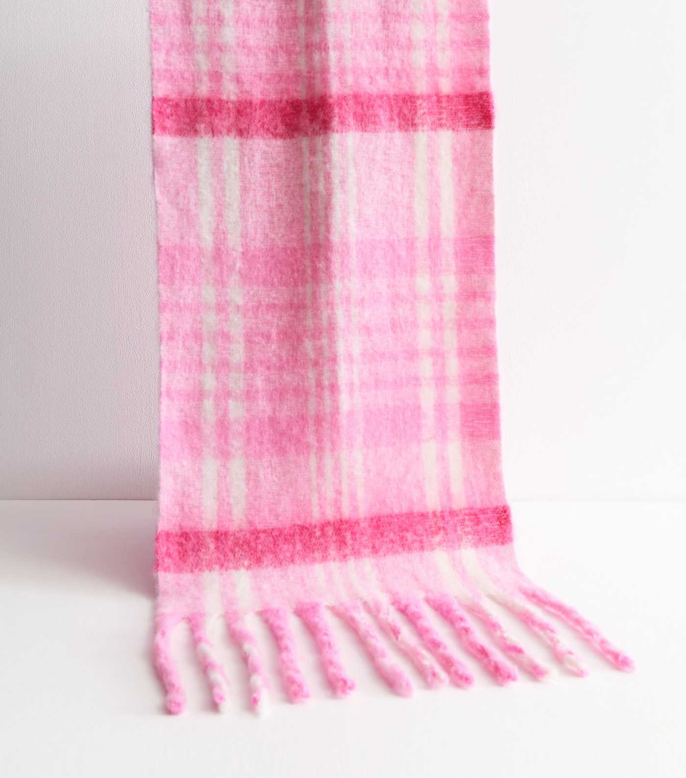 Pink Checked Brushed Fringed Scarf
						
						Add to Saved Items
						Remove from Saved Items | New Look (UK)