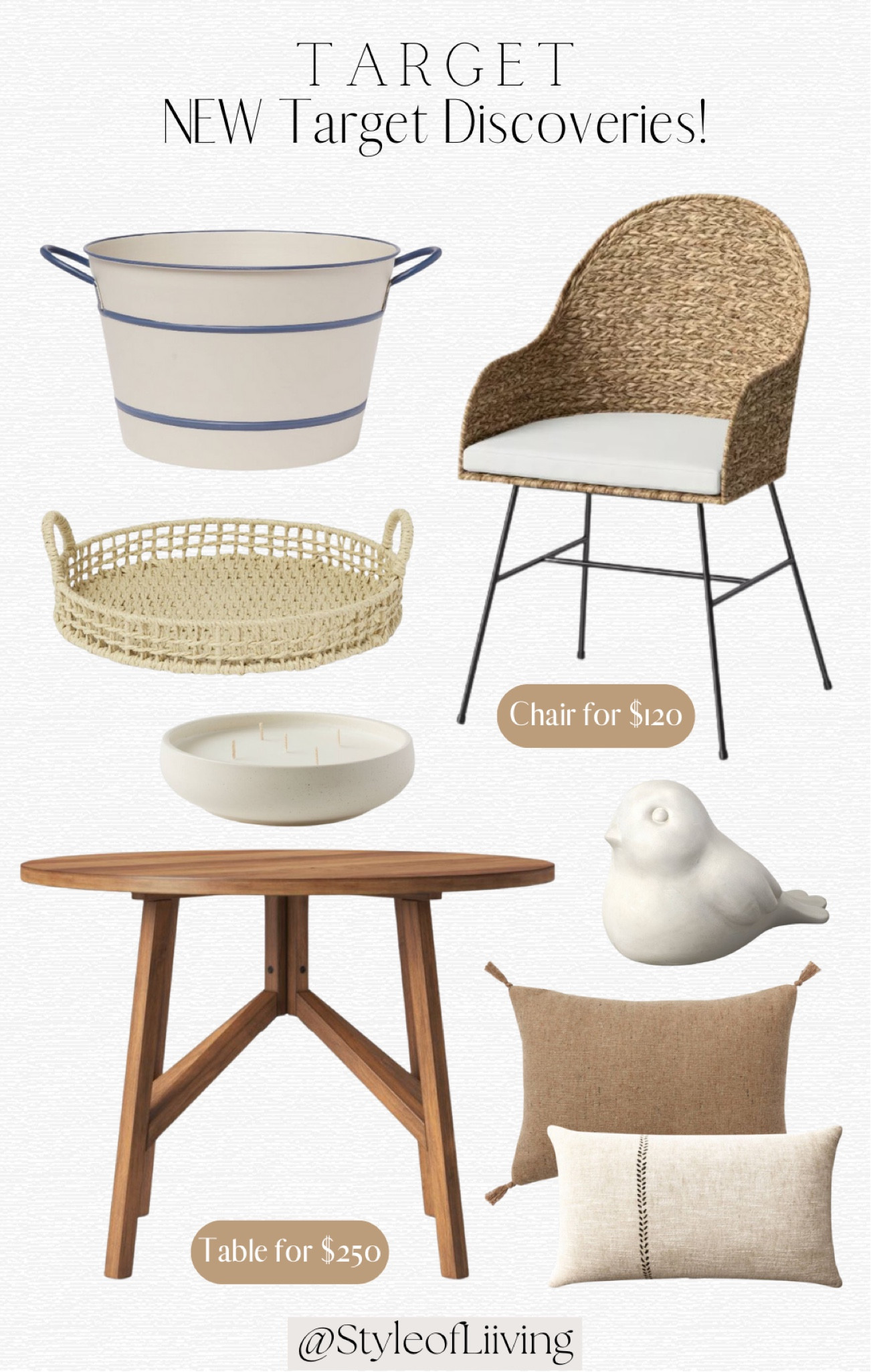 Target furniture and home decor finds from Threshold! Dining chair, table, beverage tub, ceramic jar candle, tray, throw pillows, bird decorative sculpture.

#LTKstyletip #LTKhome #LTKfamily