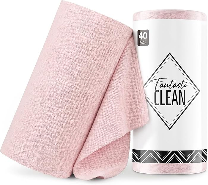 Fantasticlean Microfiber Cleaning Cloth Roll -40 Pack, Tear Away Microfiber Towels, 12" x 12", Re... | Amazon (US)