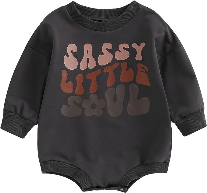 YOKJZJD Newborn Infant Baby Girl Clothes Sassy Little Soul Sweatshirt Bubble Romper Long Sleeve O... | Amazon (US)