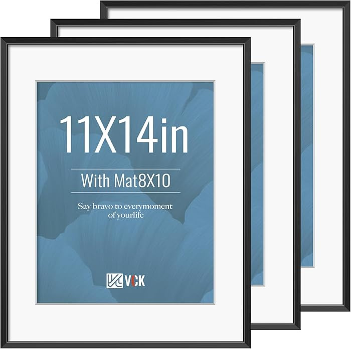 VCK 11x14 Picture Frame Black 3 Pack, High-End Aluminum Metal Poster Frame with Tempered Glass, D... | Amazon (US)