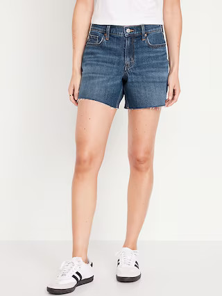 Mid-Rise Boyfriend Cut-Off Jean Shorts -- 5-inch inseam | Old Navy (US)