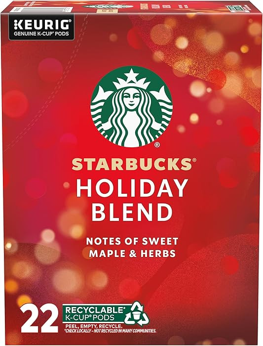Starbucks K-Cup Coffee Pods, Medium Roast, Starbucks Holiday Blend, Coffee for Keurig Brewers, 10... | Amazon (US)