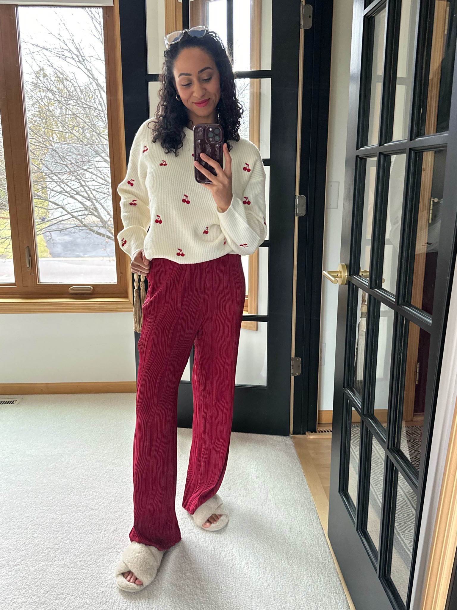 Cherry cream sweater and cozy red pants 🍒

Working from home 👩🏽‍💻

#LTKWorkwear #LTKGiftGuide #LTKHoliday
