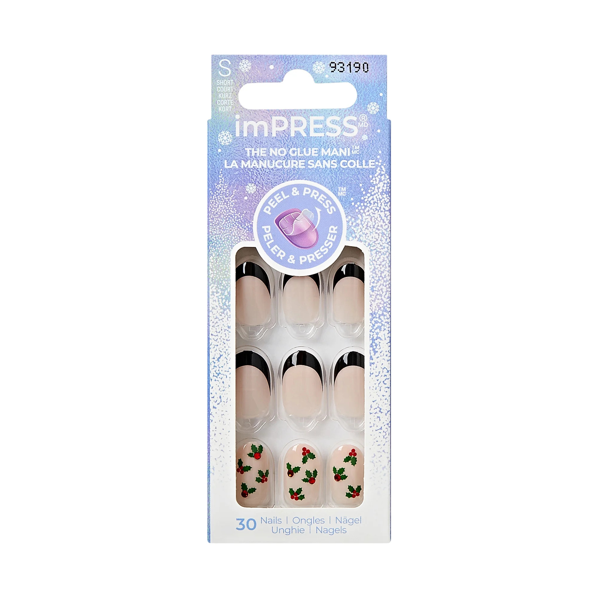KISS imPRESS  Holiday Press on Nails, Soft Glowing Snow, Beige, Short Oval, 30 Count | Walmart (US)