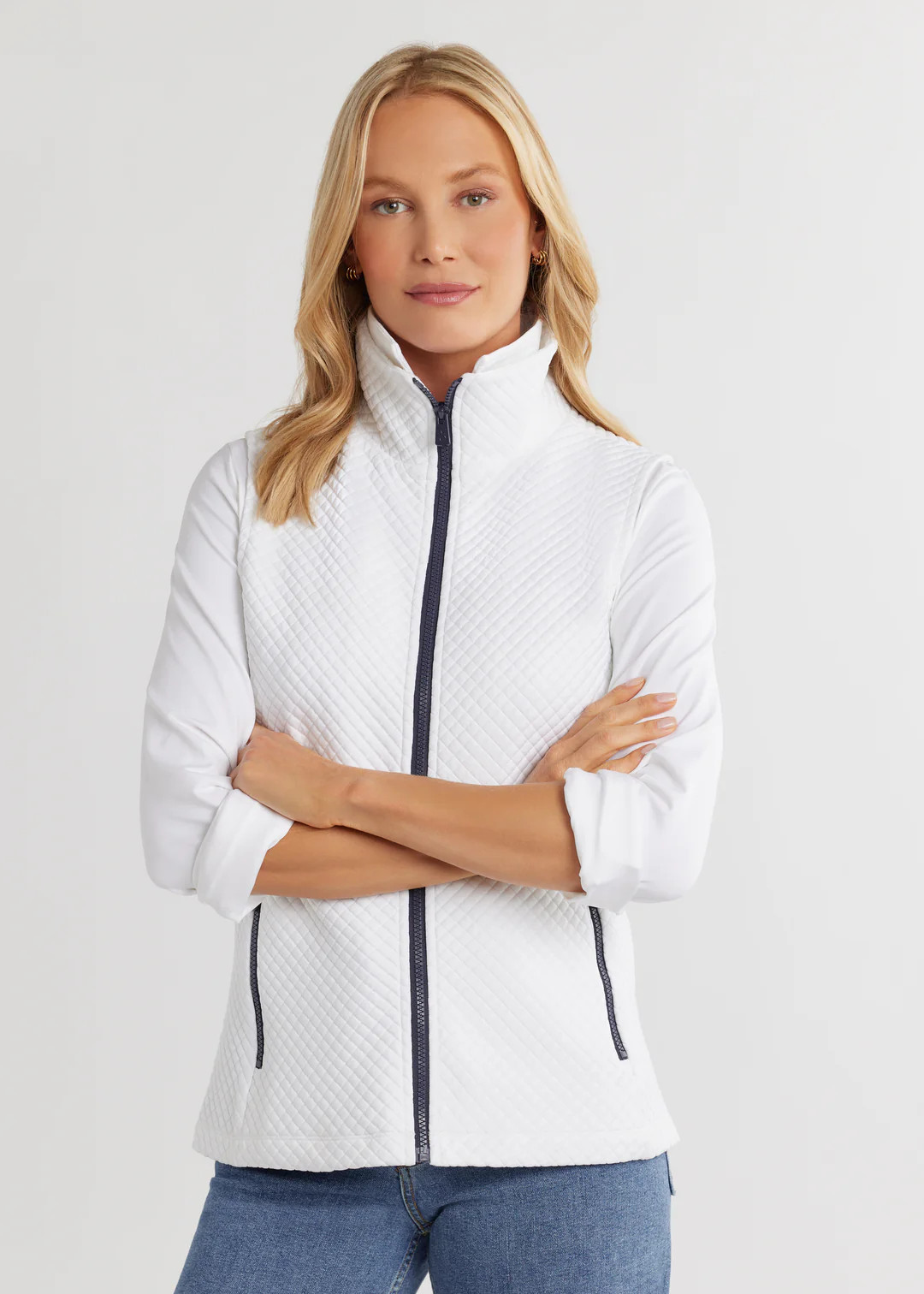 Crawford Vest in Waffle (White) | Dudley Stephens