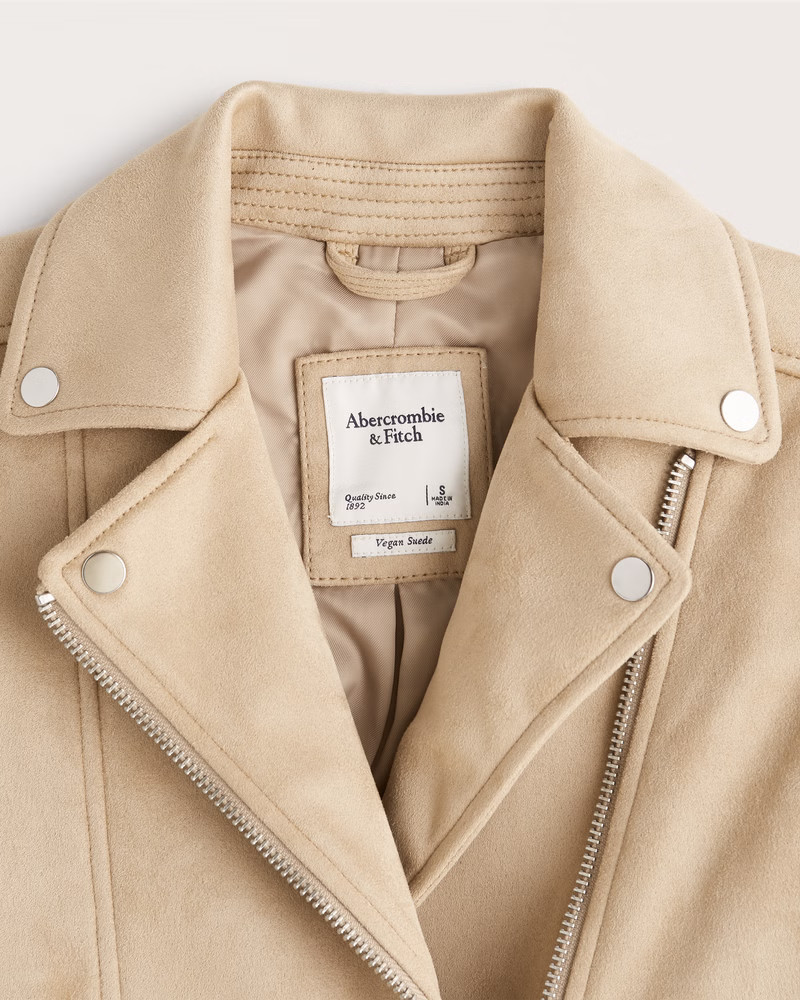 Women's Vegan Suede Moto Jacket | Women's Coats & Jackets | Abercrombie.com | Abercrombie & Fitch (US)