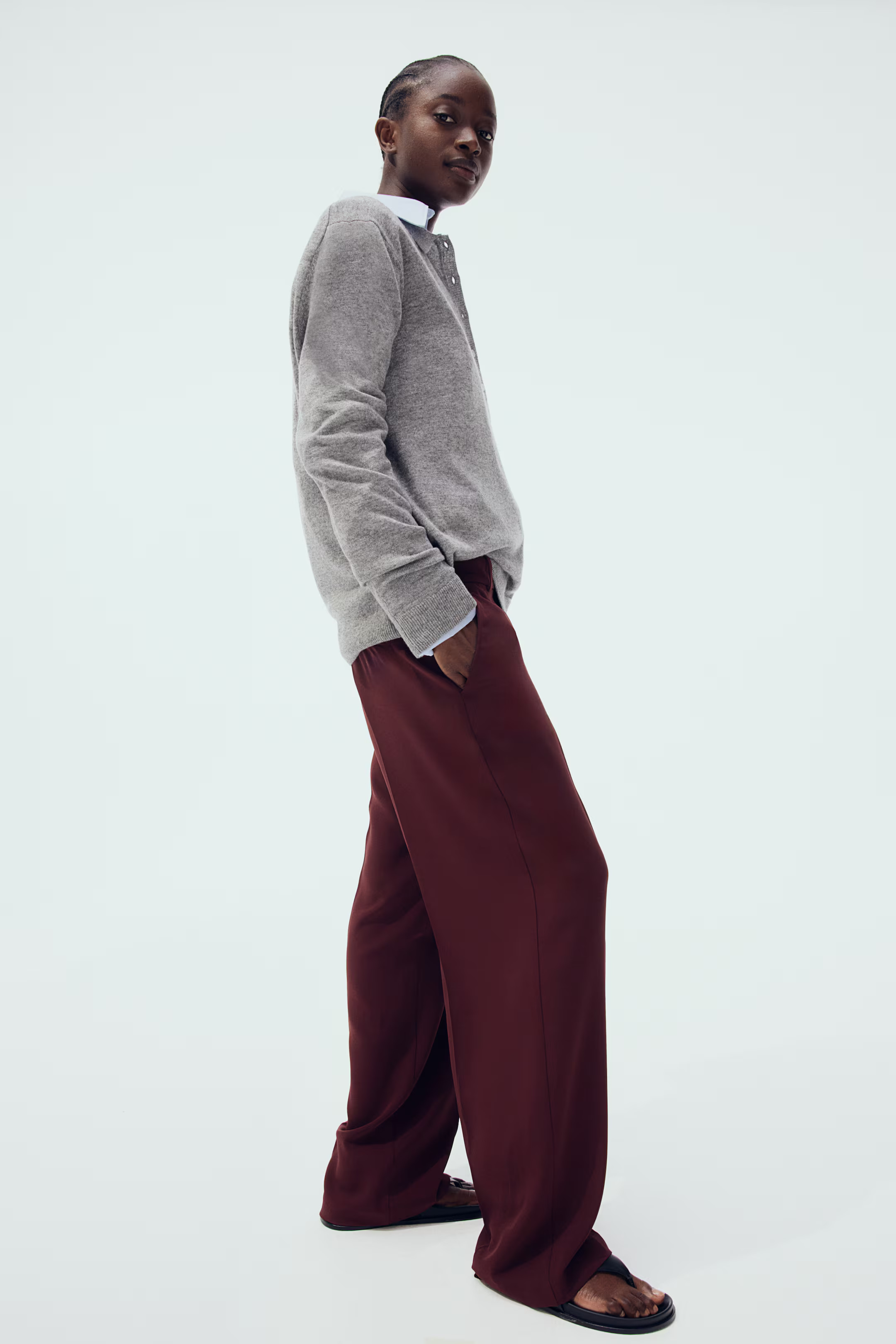 Straight-leg Pants - Burgundy - Ladies | H&M US | H&M (US + CA)
