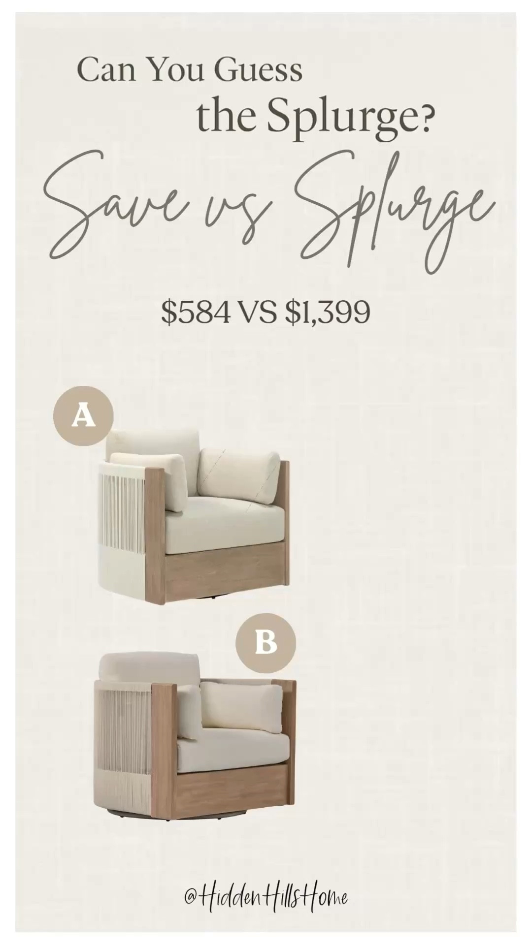 Porto swivel chair dupe, west elm dupe, home decor dupe, save or splurge #summer #patio

#LTKHome #LTKSaleAlert #LTKSeasonal