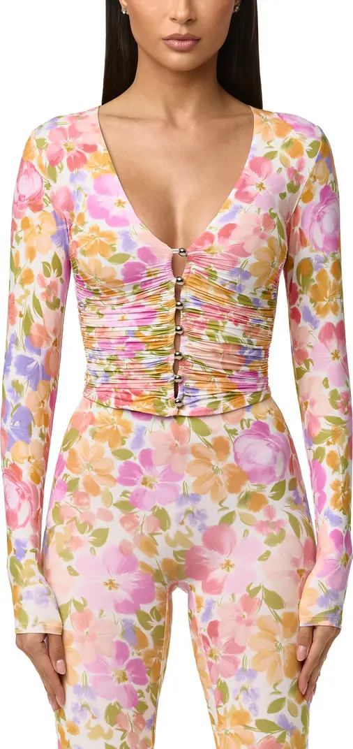 Print Front Button Stretch Top | Nordstrom