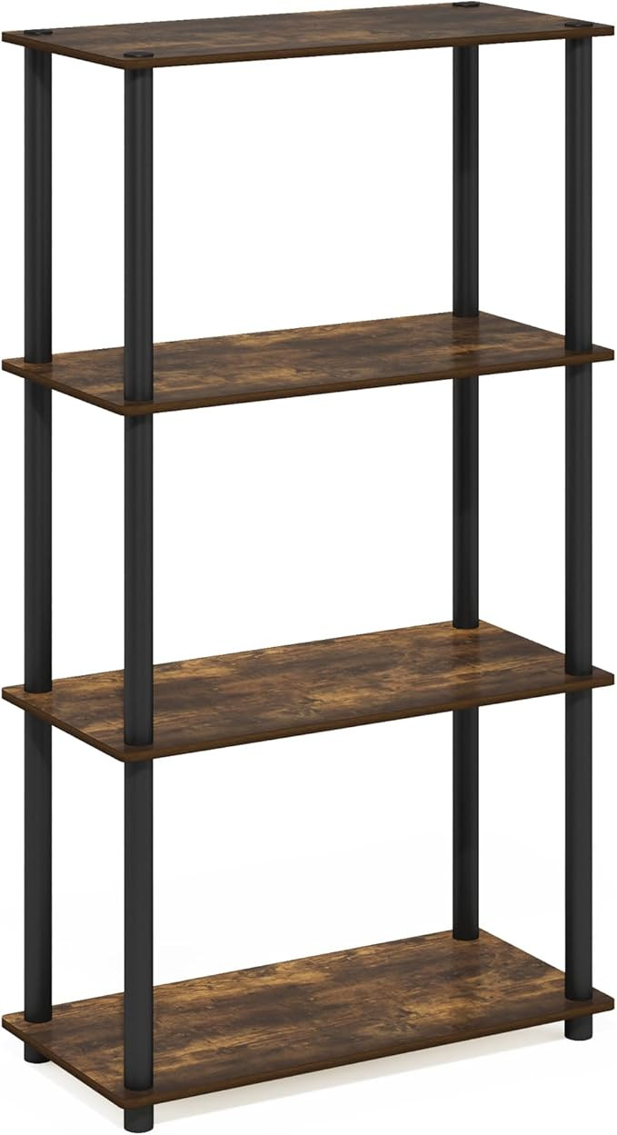 Furinno Turn-N-Tube 4-Tier Multipurpose Shelf Display Rack, Amber Pine/Black | Amazon (US)