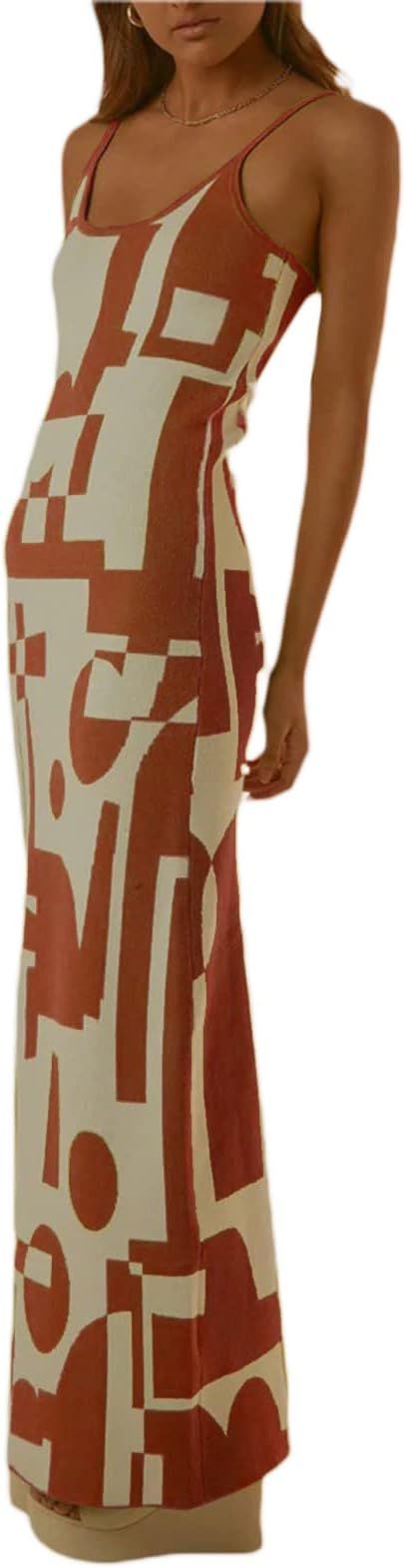 Printed Knit Maxi Long Dress for Women Backless Cutout Strapless Midi Dress Summer Tube Bodycon D... | Amazon (US)
