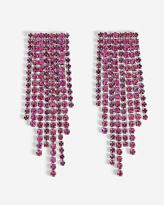 Purple Rhinestone Fringe Drop Earrings | Express