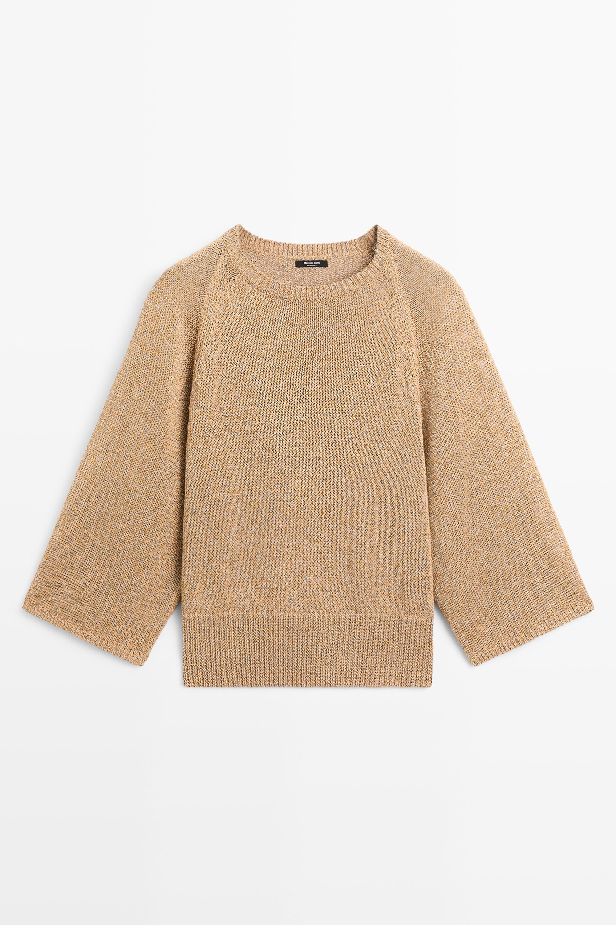 Cotton blend heathered knit sweater | Massimo Dutti US